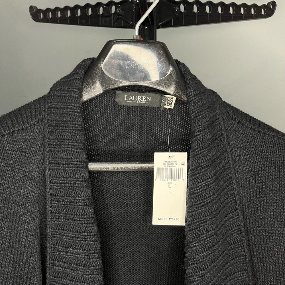 Lauren Ralph Lauren Holiday Fair Isle Open Front Cardigan Sweater NWT Size L - Picture 2 of 3